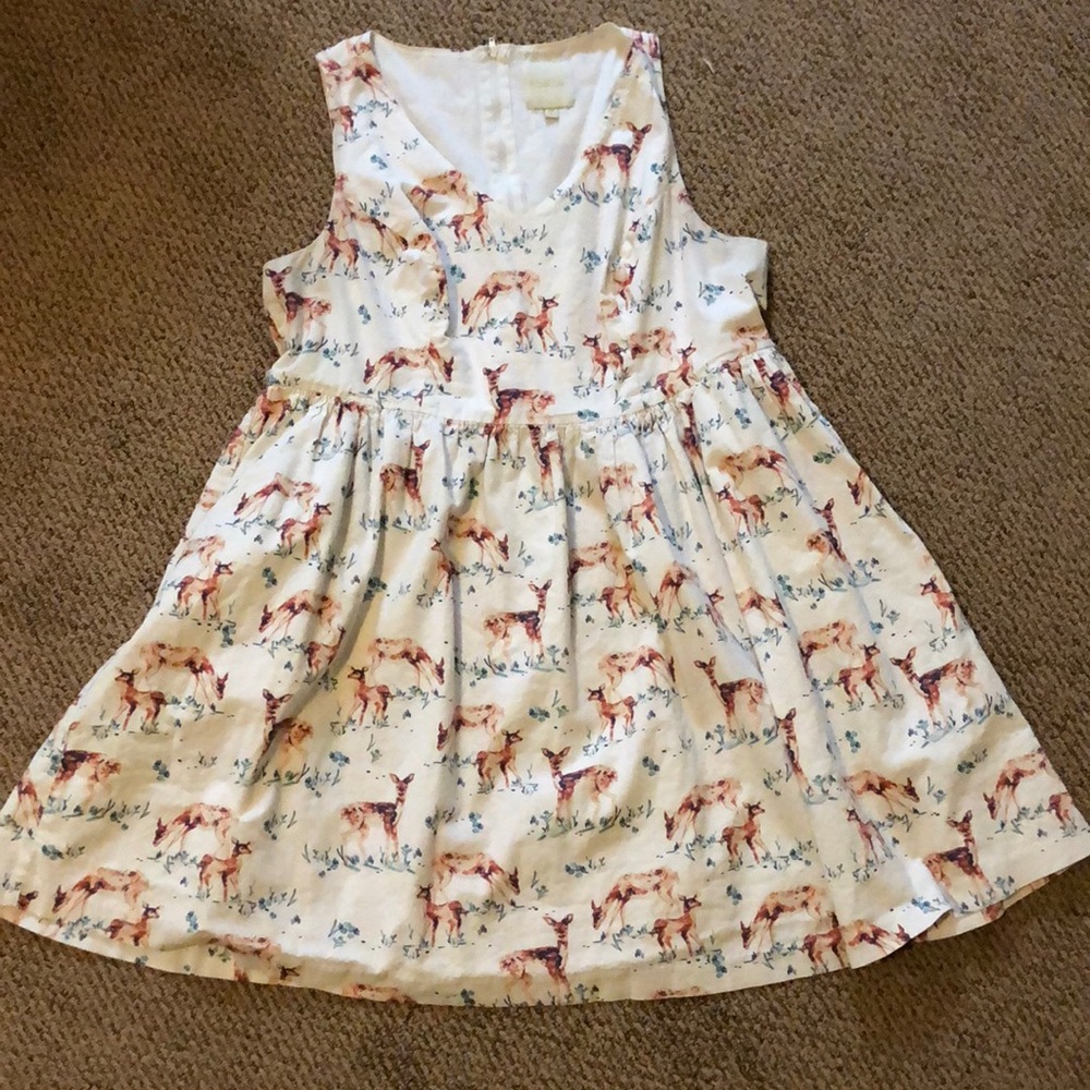 Mod Cloth A-Line Dress, with beautiful doe design.